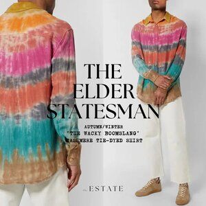 THE ELDER STATESMAN multicolor cashmere blend tie dye button up shirt